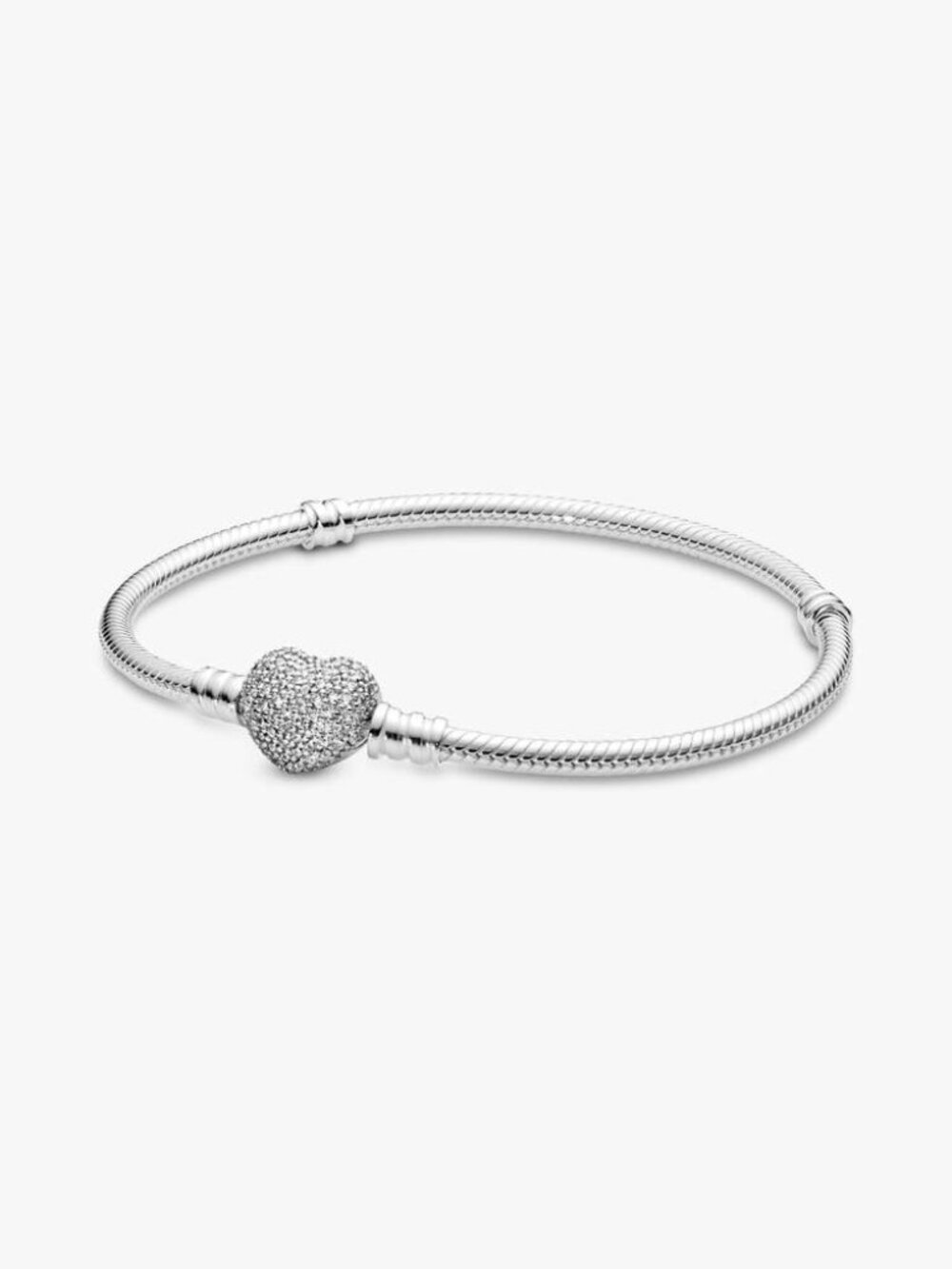 Pandora Moments Sparkling Heart & Snake Chain Bracelet